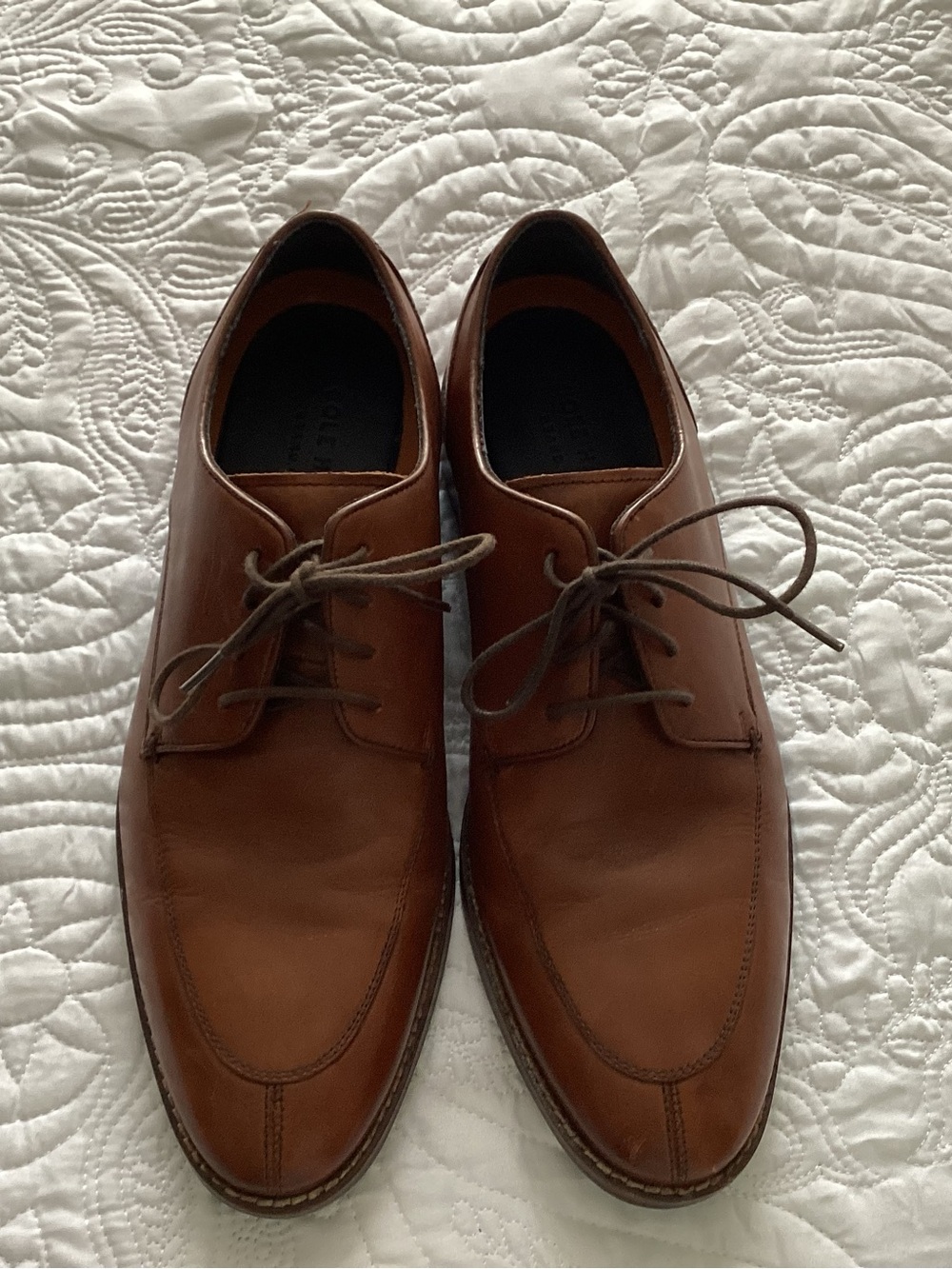 Cole Haan Men's Cognac Leather Derby Shoes Size 9. B3